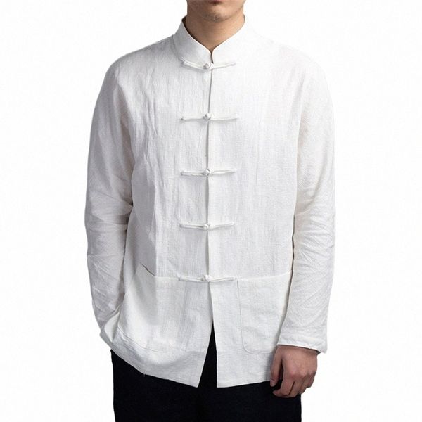 Camisas de estilo chinês dos homens Traditial Kung Fu Tai Chi Cott e linho Tang terno uniforme camisa e blusas jaqueta roupas Y1vt #