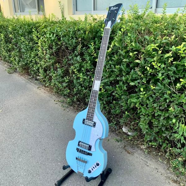 Электрическая бас-гитара, 4-струнная, небесно-голубого цвета, черное дерево, поддержка грифа, бесплатная доставка