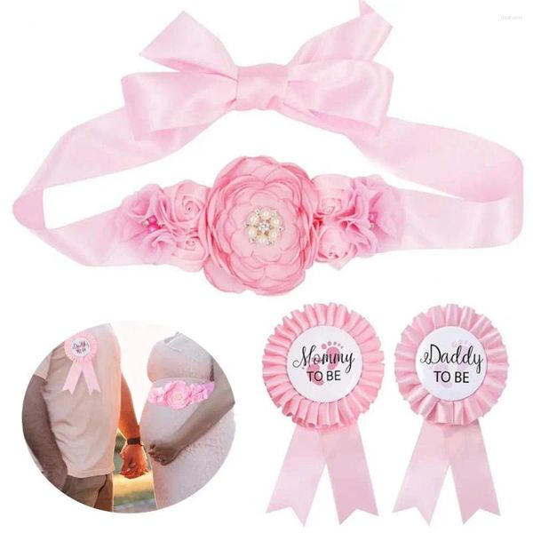 Party-Dekoration, Babyparty-Geschenk für werdende, elegante Blumen-Boho-Schärpen-Set, Schwangerschaftsblumen, Bauchgürtel, Po-Requisiten, Eltern