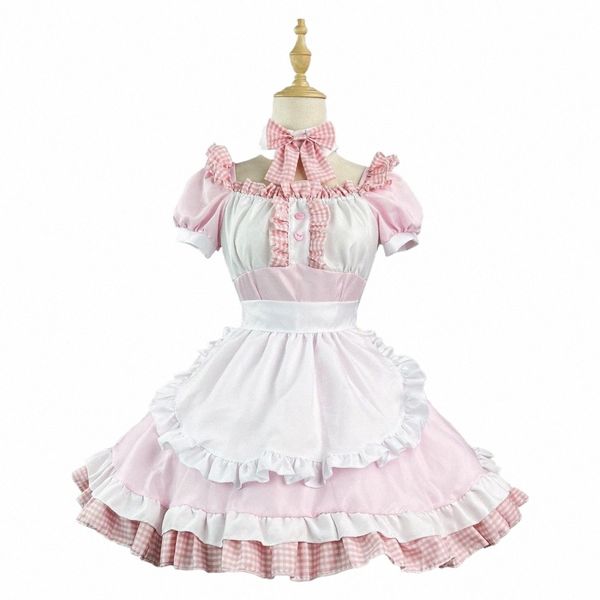 Farbe Cosplayer Rosa Maid Dr für Frauen Lolita Cafe Servant Cosplay Kostüm Anime Cos Dr Up Erwachsene Halen Kleidung m1rc #