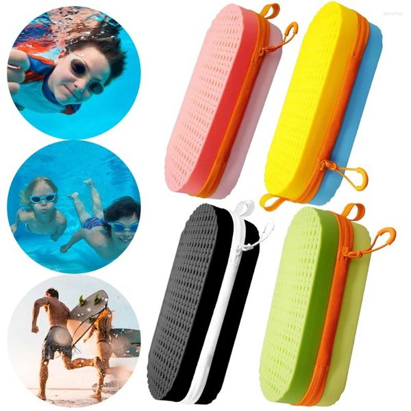 Сумки для хранения, силиконовый чехол для очков для плавания с зажимом, дренажные отверстия, защитные очки для плавания, портативные аксессуары