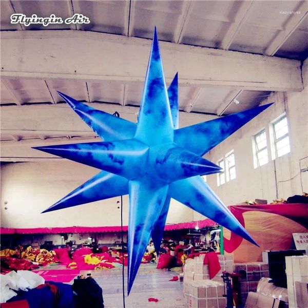 Decoração de festa decorações de boate para pendurar iluminação balão de 2m impressão de teto azul estrela pendente para e concerto