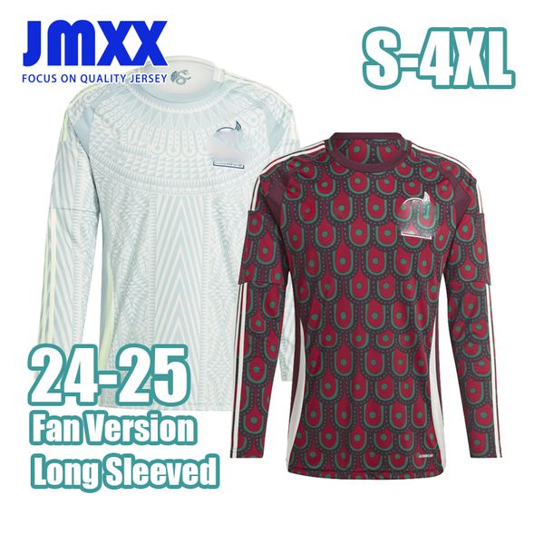 JMXX 24-25 Uzun Kollu Meksika Futbol Formaları Evde Üçüncü Özel Erkek Üniformalar Jersey Man Futbol Gömlek 2024 2025 Fan Versiyonu S-4XL