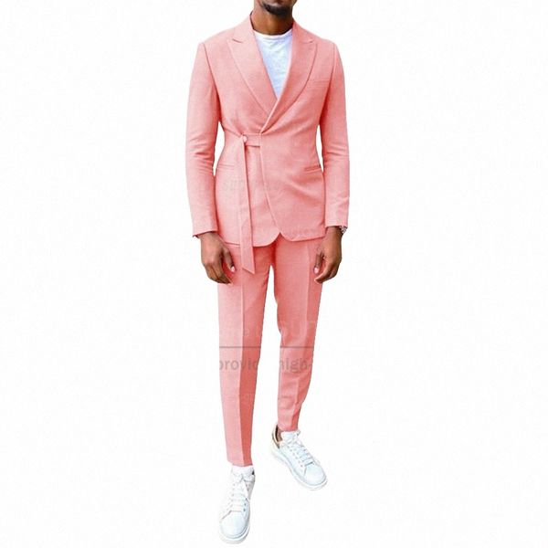 fi Coral Red Suit per uomo Prom Wedding Blazer con pantaloni 2 pezzi Set formale Slim Fit verde uomo smoking casual uomo giacche K5Jr #