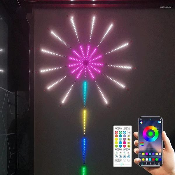 Decoração de festa LED Firework Lights Indoor App Controle Remoto RGB Cor 213 Modos Dinâmicos Strip Natal Aniversário