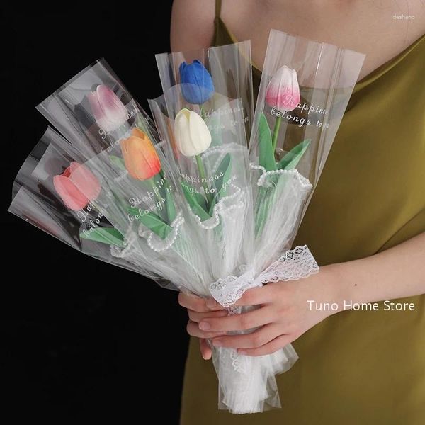 Dekorative Blumen Single Tulpe Künstliche Blumenstrauß Hochzeitsdekor kreative Fälschung für Muttertagsgeschenk -Abschlussraum