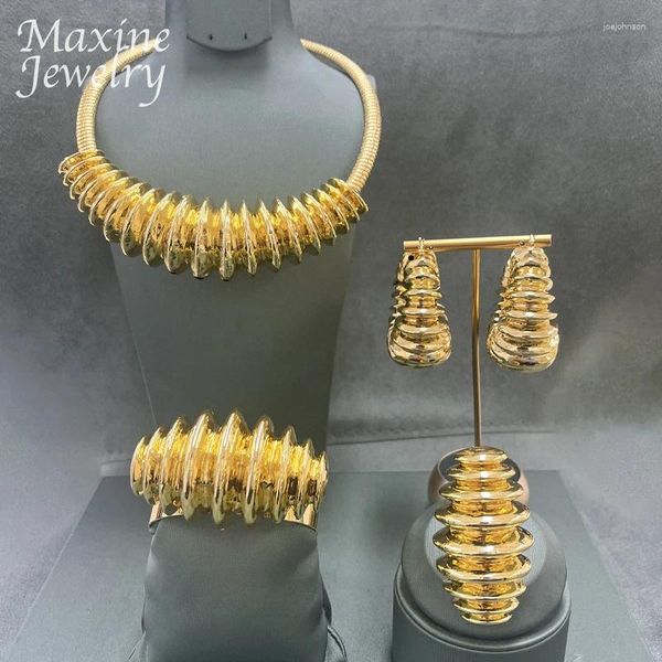 Halskette-Ohrringe-Set, große Größe, Dubai, 24 Karat vergoldet, Schmuck, afrikanischer goldener Anhänger, Ohrring, Armband, Ring, trendige Party-Hochzeitsgeschenke