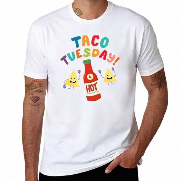 Taco Dienstag!Heiße Sauce T-Shirt Anime Blanks Jungen Weiße Kleidung Herren einfache T-Shirts T4WY##