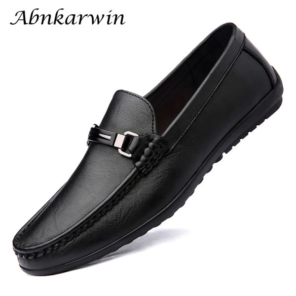 Handschuhe Slipper Männer lässige Lederschuhe auf dem Frühling Sommer Schwarz Brown Mode Italienische trendige Designer -Marke Loafer ausrutschen