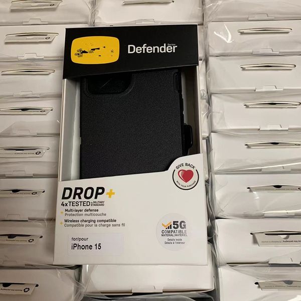 Чехол Defender с логотипом OtterrBox для iPhone 15 15 Pro Max 14 13 12 11 Xs Max XR X 7 8 Plus S24 Противоударный чехол военного класса Гибридный чехол для робота с коробкой с зажимом для ремня Упаковка