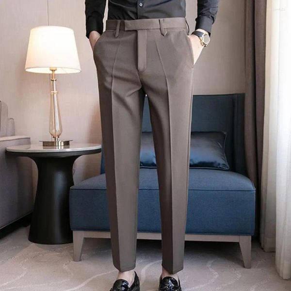 Abiti da uomo Pantaloni da sposo da sposa Pantaloni eleganti da abito in stile britannico con tasche laterali per eventi aziendali formali Uomo dritto