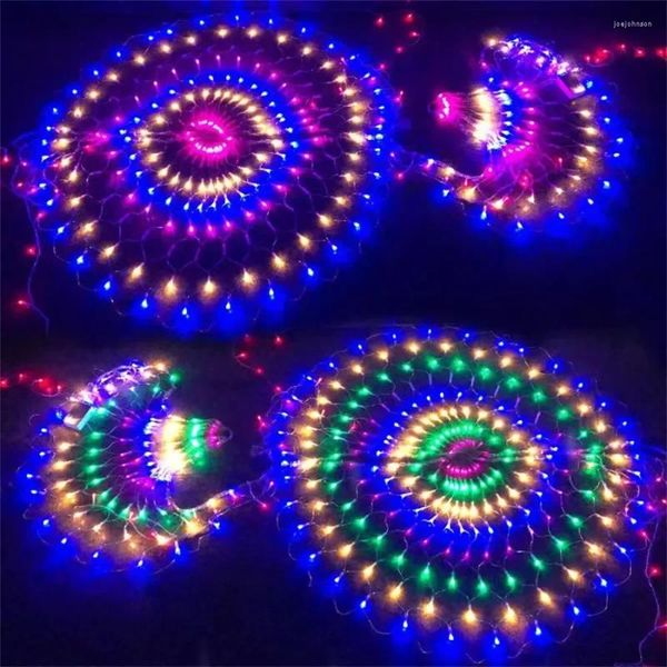 Cordas Ao Ar Livre Malha Luz 3.0.5M 414 LED Pavão Net Janela Cortina Icicle Natal Fada String Garden Tree Garland