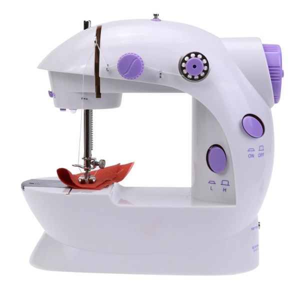 Máquina de costura doméstica em miniatura multifuncional, máquina de costura de mesa com pedal, luz led, acessórios domésticos