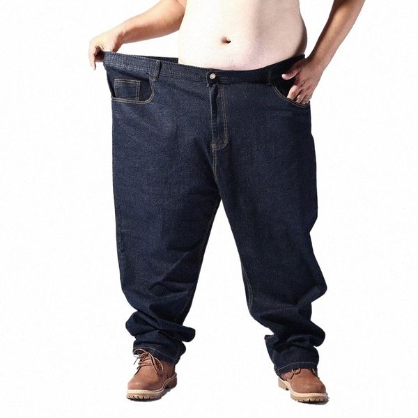 plus Big Size Jeans neri da uomo 5XL 6XL 7XL 8XL 54 56 58 59 60 Pantaloni in denim elastici da 200 kg Pantaloni extra large maschili blu Abbigliamento r6bN #