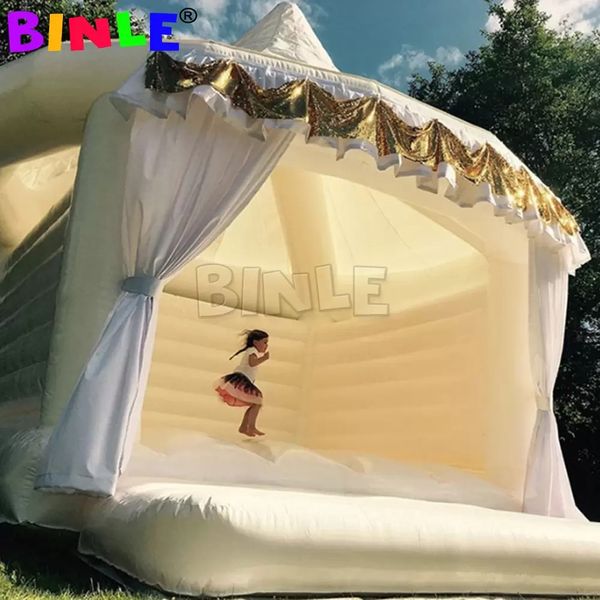 Casa real do salto do casamento castelo bouncy inflável com barraca moonwalks saltar cama de ar do leão-de-chácara para crianças e adultos