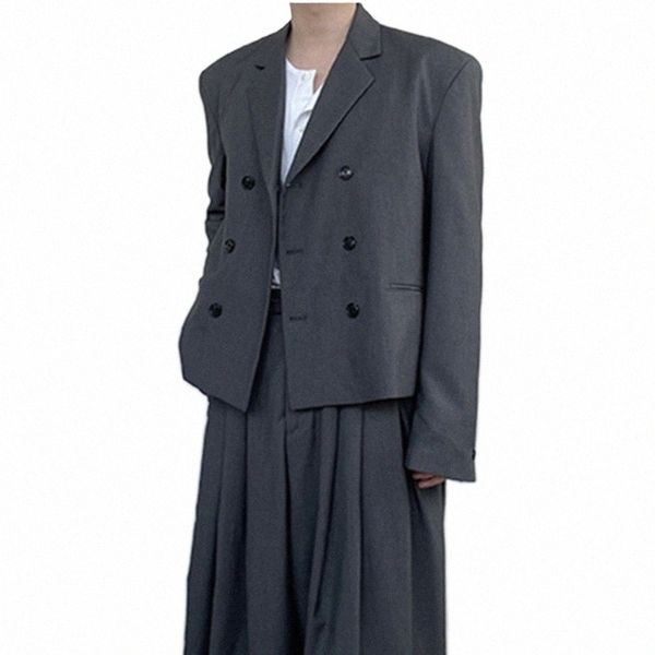 Wear Мужской серый костюм Пальто Повседневный корейский двубортный короткий пиджак для мужчин 2022 Весеннее пальто Куртки 2Y2025 a0iy #
