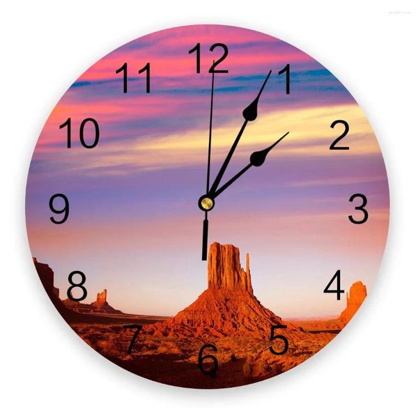 Relógios de parede Desert Sky Sunset Building Sand Silent Home Cafe Office Decor para cozinha arte grande