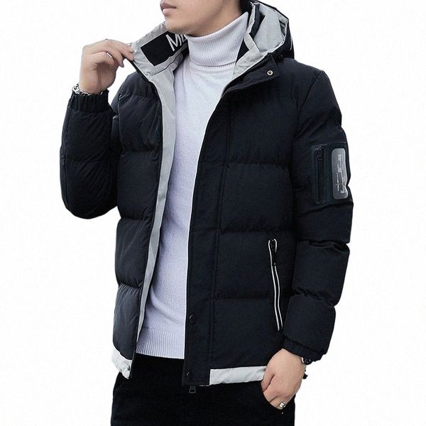 2023 inverno parkas homens puffer jaqueta lg manga com capuz casaco bomber jaqueta engrossado quente zíper outerwear coreano fi c5eT #