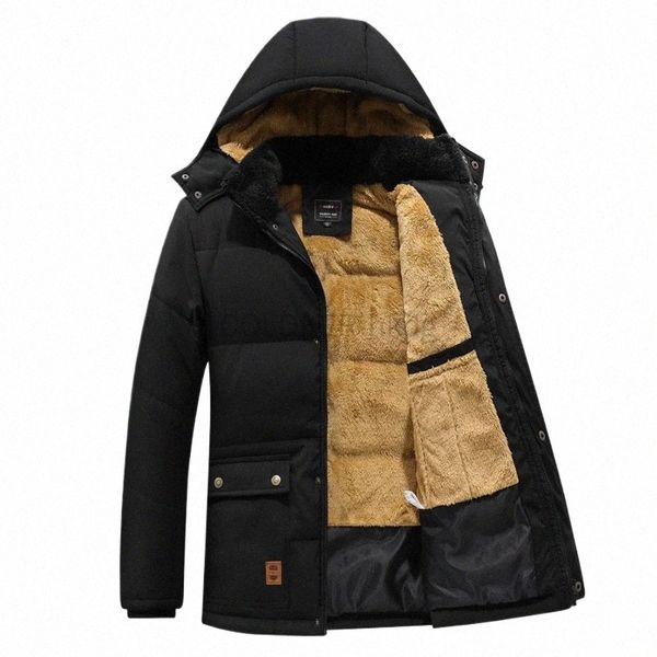 Giacca invernale da uomo Erkek Mt Parka foderato in pile spesso caldo con cappuccio collo di pelliccia cappotto maschile taglia 5XL giacca nera autunno outwear k24f #