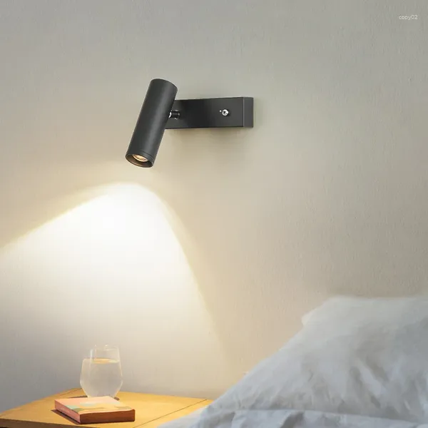 Duvar lambası LED ışıkları Switch Modern El Yatak Odası Başucu Okuma Nordic Siyah Beyaz Accon Kapalı Aydınlatma