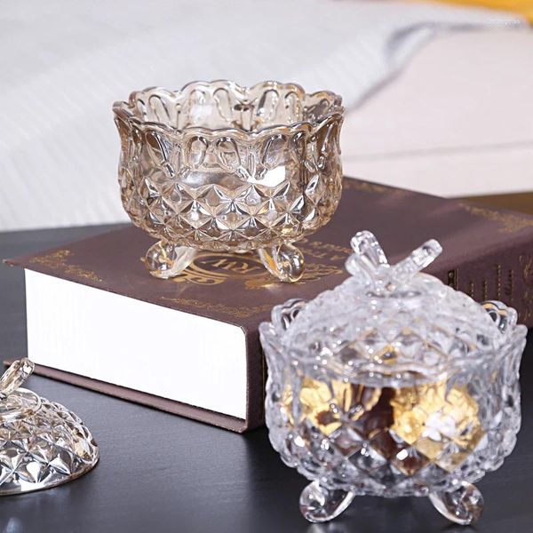 Frascos de armazenamento criativo cristal em relevo frasco de vidro com tampa borboleta caixa de doces cômoda jóias cosméticos moderna decoração de casa