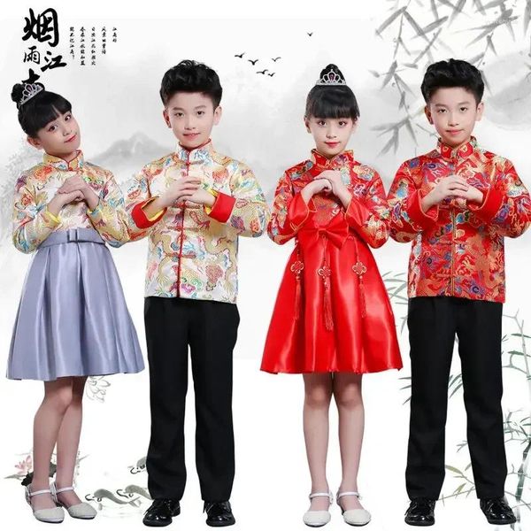 Ethnische Kleidung Kinder Cheongsam Kleid Mädchen Puffrock Chinesischen Stil Tang-anzug Kostüme Host Bühne Karneval Leistung