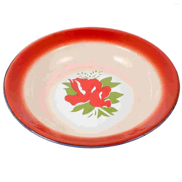 Geschirrssätze Emaille Obst Schüssel Flätseplatte Vintage Spaghetti Snack Dish Style Emailware Salat Chinesische Servierteller