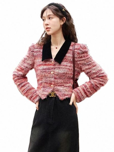 mishow Cropped Cardigan Jacket Donna Autunno Inverno Turn Down Collar Cappotto corto Temperamento Office Lady Soft Top MXC56Z0344 C4aM #