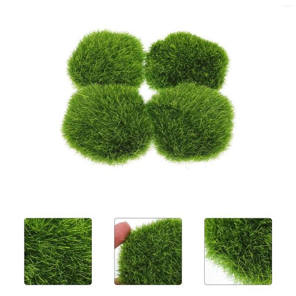 Flores decorativas 4 PCs Ornamento artificial Ornamento Fake for Plants Outdoor Recurter Crafts Verde Bolas de espuma em vasos de rochas internas falsas