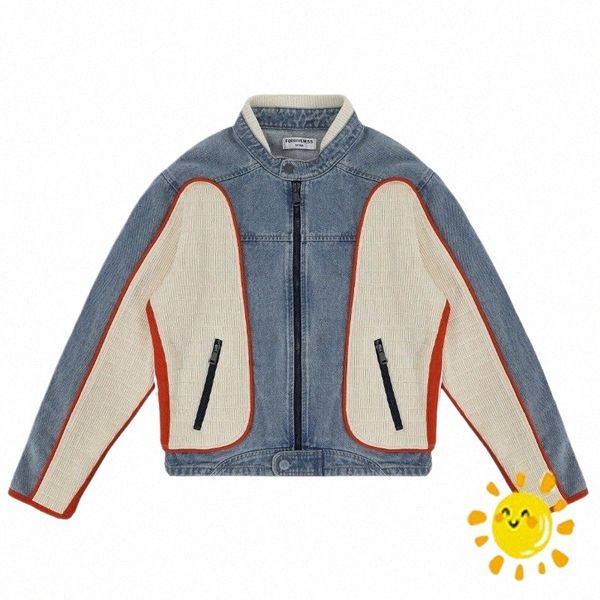 Cappotto in tessuto pesante 24ss Wed Giacca da lavoro in denim retrò da motociclista Jeans Uomo Donna Migliore qualità Hip Hop b7aG #