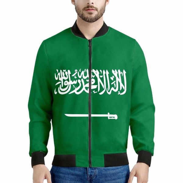 Arabia Saudita Giacca con cerniera Nome personalizzato Logo della squadra Sa Cappotti Sau Paese Arabo Nati Arabo Islam Bandiera araba Stampa foto Abiti 43FQ #