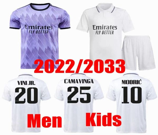 Menino crianças kit Benzema camisa de futebol 22 23 camisa de futebol juvenil VINI JR CAMAVINGA ALABA HAZARD ASENSIO MODRIC KROOS VALVERDE REAL MA4220402