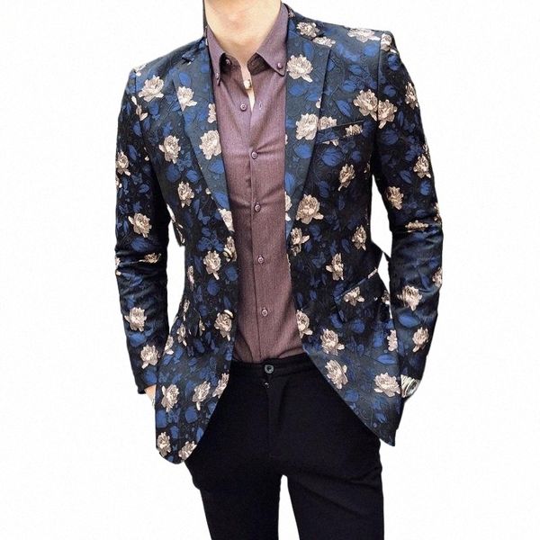 boutique da uomo Fi Busin dimagrante Trend Show Dr British Style Gentleman Leisure Hot Print Officiating Wedding Blazer R1i0 #