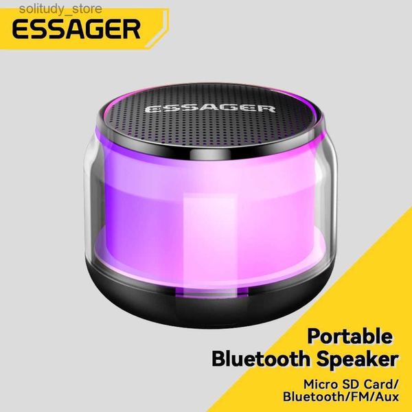 Tragbare Lautsprecher Essager Mini Wireless Bluetooth Lautsprecher Handy Subwoofer Outdoor Tragbare Audio Box Hause Lautsprecher LED Modus Q240328