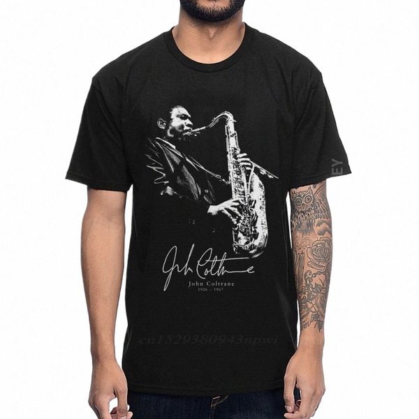 americano Jazz Sassofista e compositore Sax Musica John Coltrane T Shirt 100% Cott Graphic Cott Tee Shirt p30h #
