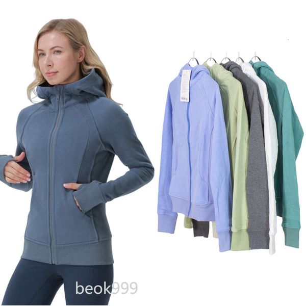 Ll bayan yoga ceket kapüşonlu kadınlar egzersiz spor sıcak ceket spor salonu ceket hızlı kuru koşu sporları üst katı zip up eğitim sweatshirt spor giyim polar ile lu