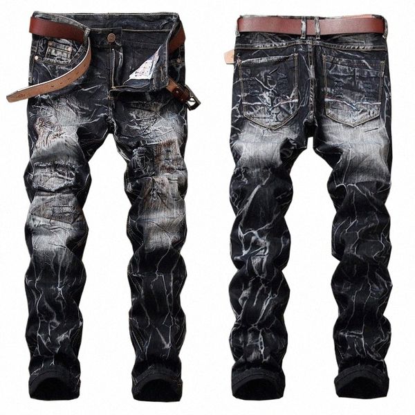 jeans jeans europeu e americano old-fied design reto sutiã g masculino rasgado e moderno buraco costura p0xA #