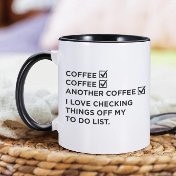 Tassen Lustige Kaffeetasse „I Love Checking Things Off My To Do List“ Milch 11 Unzen Keramiktasse Arbeitsplatz Kakao für Freund Kollegen