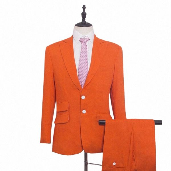 abruzzomaster Abito da uomo in lino Colori alla moda Giacca per abiti da spiaggia 2 pezzi Abito estivo Abito su misura Cappotto da uomo Blazer casual T6Hi #