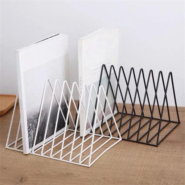 Rack Triangolo in metallo Portariviste per libri Portariviste in vinile Collezione di album Scaffale per riporre Home Office Desk Organizer Decor