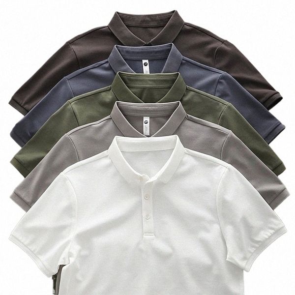 Dukeen Polo tinta unita per uomo Abbigliamento da golf a maniche corte Estate Stile coreano T-shirt tinta unita Abbigliamento uomo Camicetta bianca n63G #