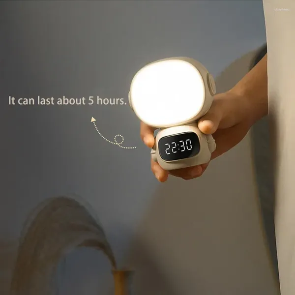 Luzes noturnas de longa duração para adultos com controle remoto LED com relógio Proteção ocular sem cintilação regulável 3 para quarto