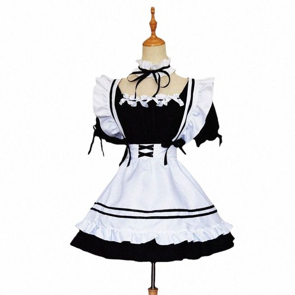 S-5XL Nero Rosa Rosso Blu Carino Lolita Dr Ragazze Donne Bella Sexy Cameriera Outfit Costume Cosplay Vestiti uniformi p6Aw #