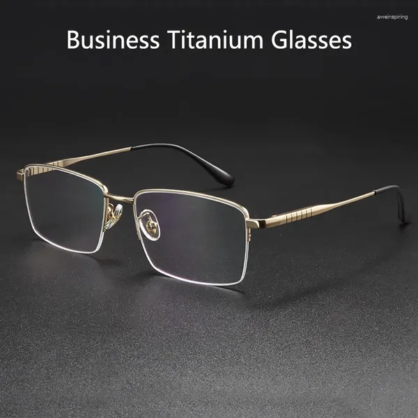 Sonnenbrillenrahmen Männer Große Größe Brillen Halbrahmen Mode Luxus Ultraleichte Reine Titanbrille Optische Verordnung Frau 88700