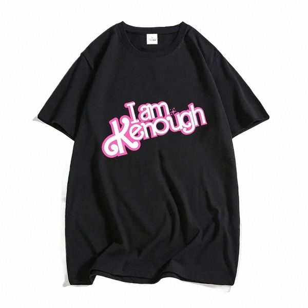 Io sono Kenough Barbenheimer Hot Pink Barbiee T-shirt 100% Cott Maglietta da uomo Summer Loose Graphic T-shirt Casual O-Collo 80138 D3EM #