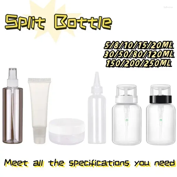 Aufbewahrungsflaschen 5/10/50/100/200 ml tragbare transparente nachfüllbare Sprühflasche Nagellack Hautpflege-Werkzeug