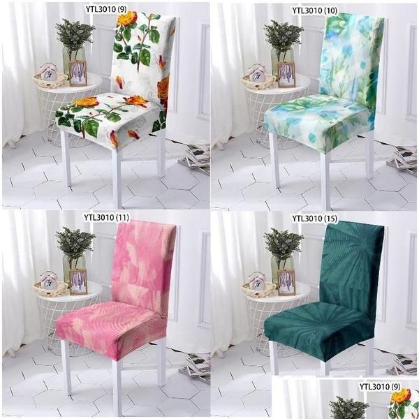 Capas de cadeira Ers Pintado Flores Cozinha Elf Decoração de Natal Recliner Er Spandex Dinning Table Desk Drop Delivery Home Gard Garde Dhah8