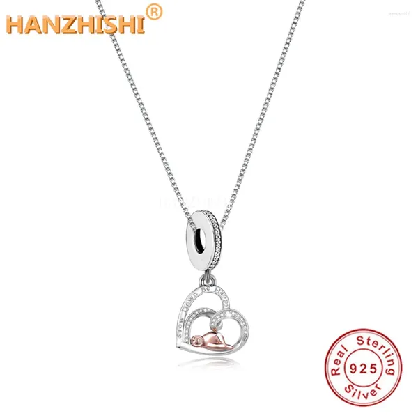 Anhänger 925 Sterling Silber Slow Down Be Happy Anhänger Halskette Schmuck Jahrestag Geburtstagsgeschenke für Frau Freundin Schwester Bruder