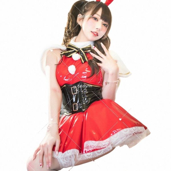 Кожа Lovely Red Maid Lolita Dr Kawaii Halen Outfits Maid Kawaii Christmas Dr Santa Claus Косплей Костюм Женщины W2U4 #