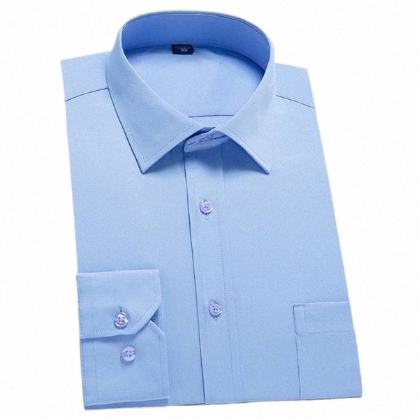 Erkekler yarı resmi LG Kollu Normal-Fit Basic Dr Shirt Busin İş Ofisi Konforlu Yüksek kaliteli Klasik Erkek Gömlek I3ZQ#